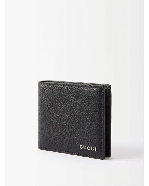Gucci Black Logo Lettering Bi-Fold Wallet for men
