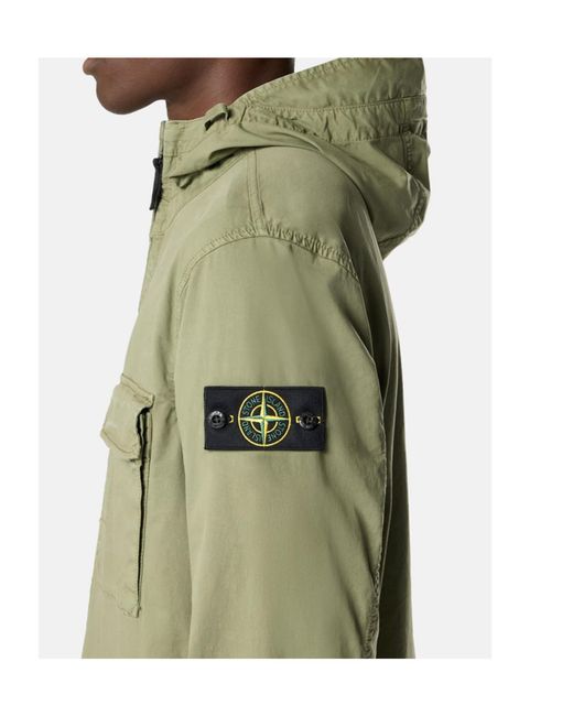 Stone Island Green Flap-Pocket Hooded Jacket for men