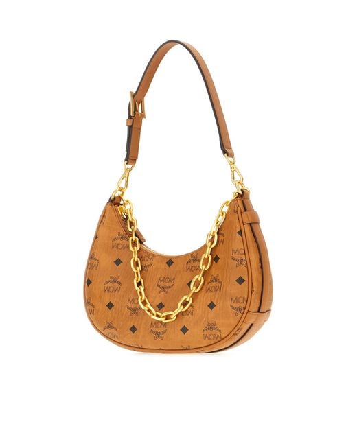 MCM White Monogram Printed Zipped Tote Bag