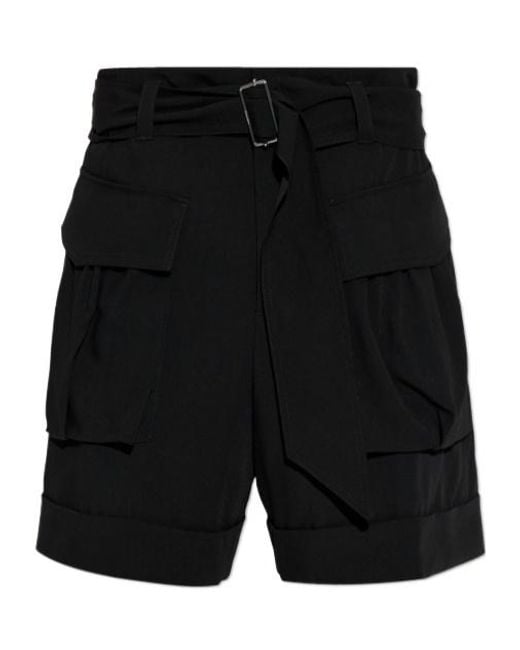 Lanvin Black Belted Cargo Shorts for men