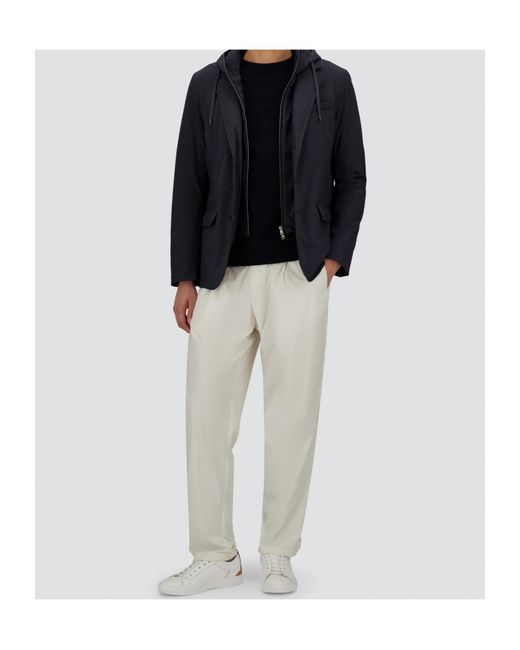 Herno Blue Hooded Three-Button Jacket for men