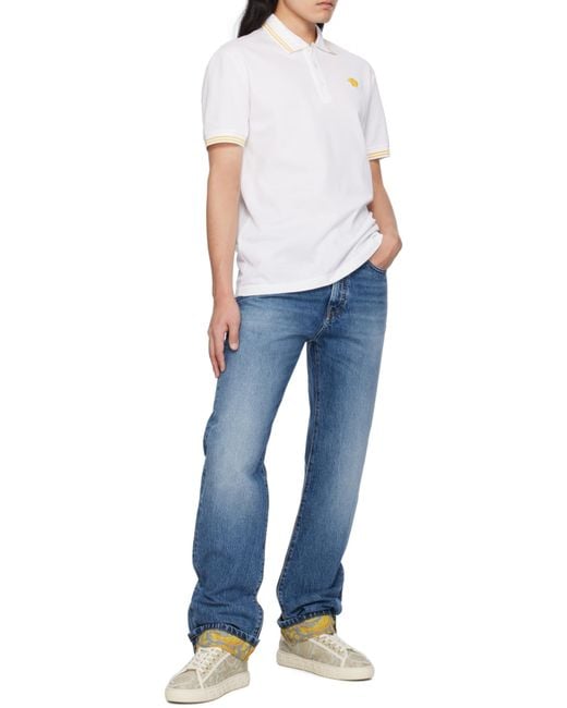 Versace White Medusa-Embroidered Short-Sleeved Polo Shirt for men