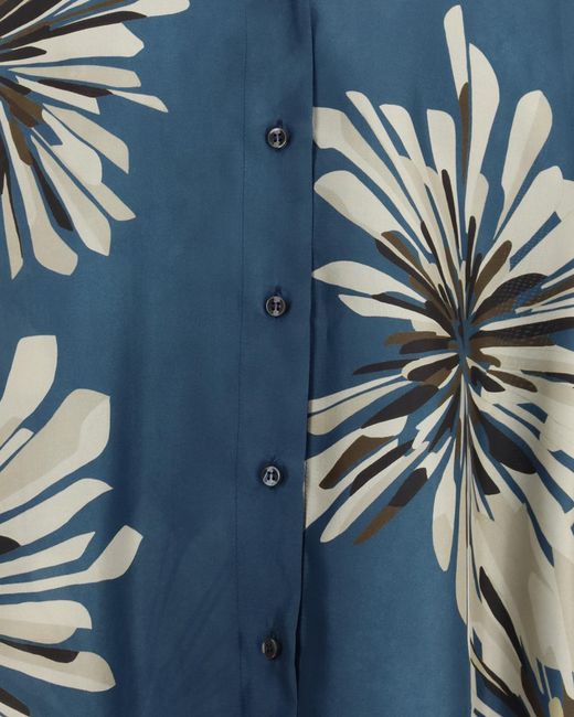 Brunello Cucinelli Blue Floral-Print Buttoned Shirt