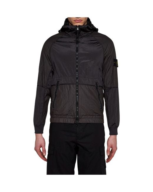 Stone Island Black Zip Up Hooded Jacket for men