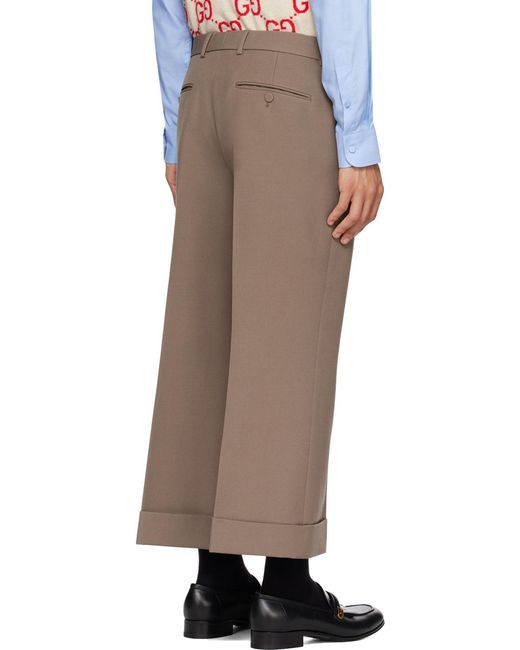 Gucci Brown Wool Gabardine Trousers for men