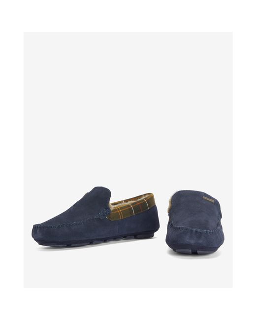 Barbour Blue Plaid Slippers for men