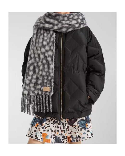 Fendi White Falena Dots Fringed Scarf