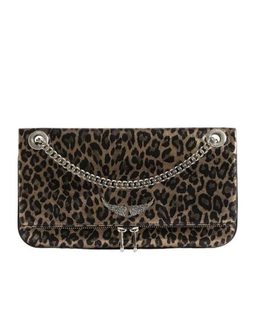 Zadig & Voltaire Black Leopard-Printed Shoulder Bag