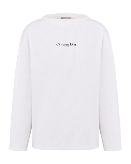Dior White Homme Long-Sleeved Ribbed Jumper for men