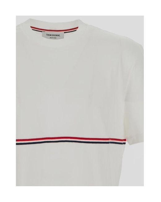 Thom Browne White Rwb Striped Crewneck T-Shirt for men