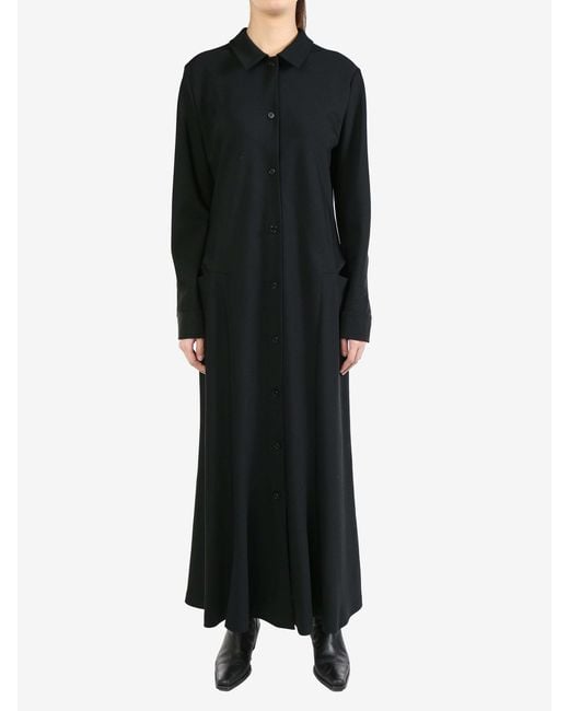 The Row Black Myra Silk Shirtdress