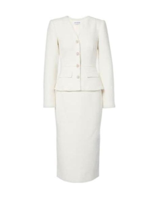Self-Portrait White Bridal Bouclé Midi Dress