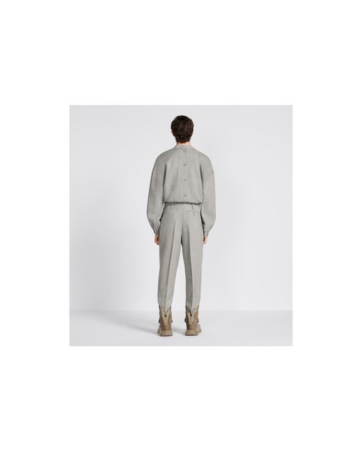 Dior Gray Homme Straight Leg Pleated Pants for men