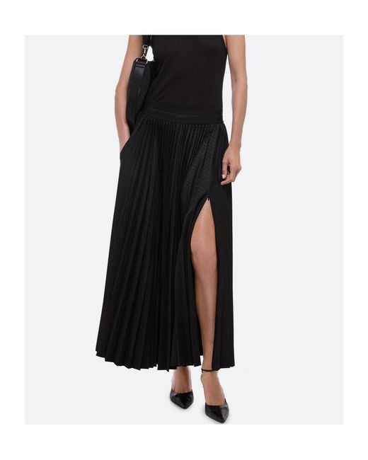 Helmut Lang Black Pleated Satin-Jacquard Maxi Skirt