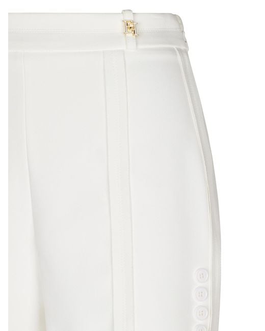 Elisabetta Franchi White Raw-Edge Lightweight Crêpe Shorts