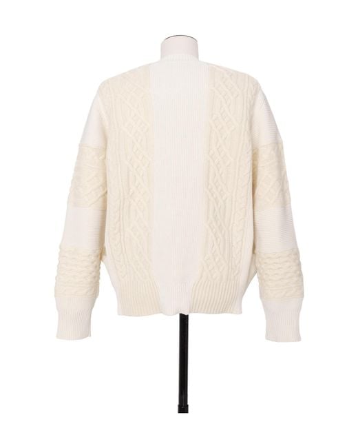 Sacai Natural Cable-Knit Panelled Sweater for men