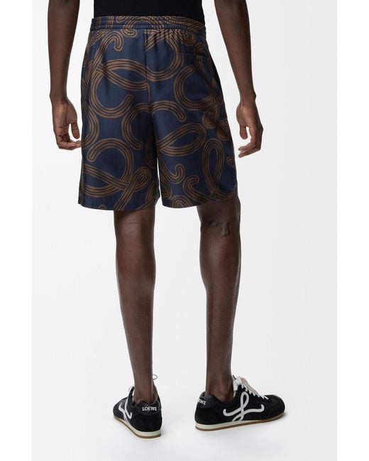Loewe Blue Mid Rise Drawstring Shorts for men