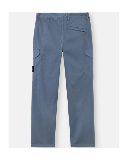Stone Island Blue Regular Fit Cargo Trousers With Snap Pockets for men