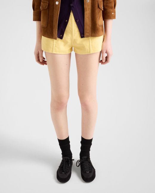 Prada Natural Zip-Up Shorts
