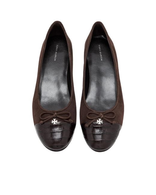 Tory Burch Brown Bow Detailed Flat Shoes