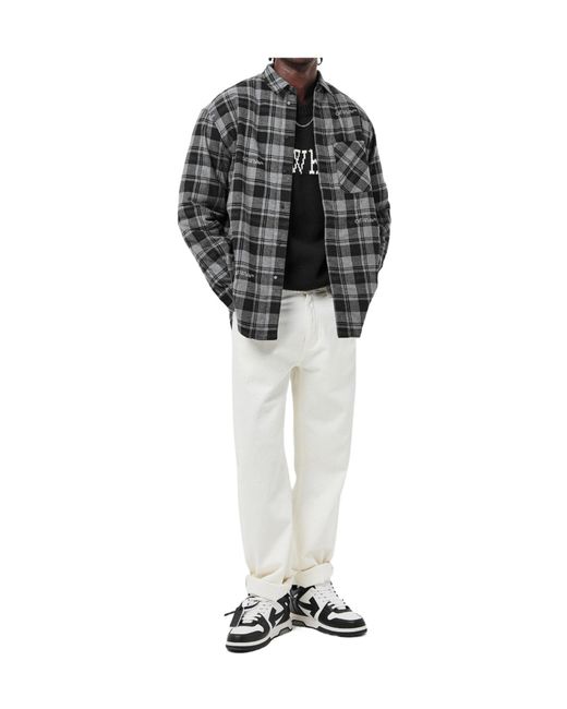 Off-White c/o Virgil Abloh Gray Check Overshirt Sn99 for men