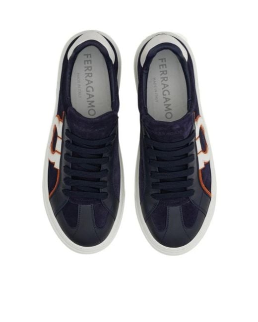 Ferragamo Blue Gancini Sneaker for men