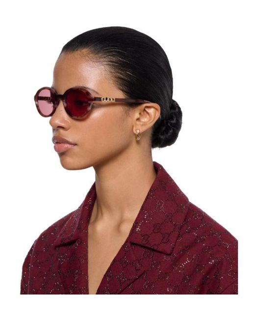 Gucci Pink Round Frame Sunglasses