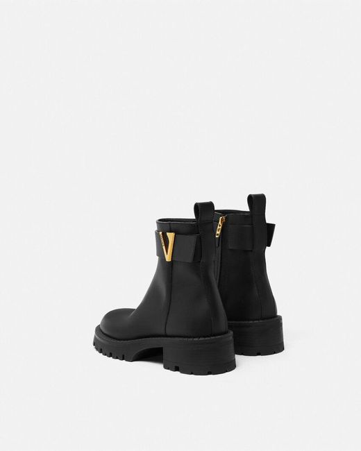 Versace Black Zip-Up Ankle Boots