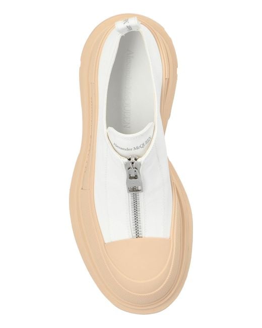 McQueen White Zipped Platform Sneakers