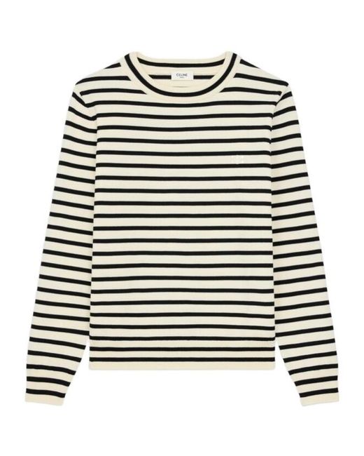 Céline Black Triomphe Crew Neck Marinère Sweater for men