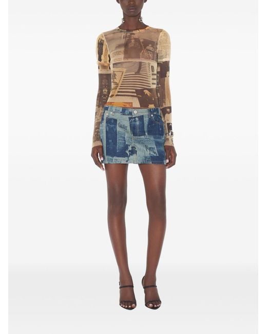 Jean Paul Gaultier Multicolor Mesh Newspaper Print T-Shirt
