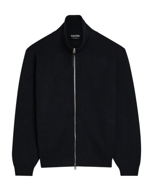 Tom Ford Black High-Neck Wool-Blend Jacket for men