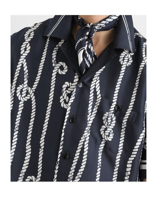 Dolce & Gabbana Black Marina-Print Silk Twill Hawaii Shirt for men