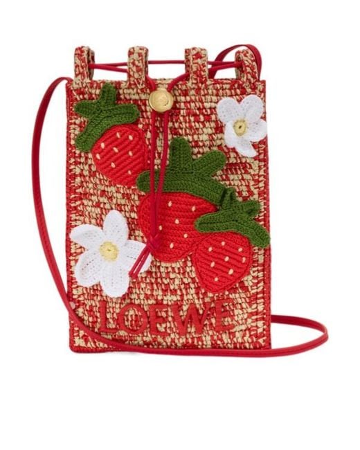 Loewe Red Woven Design Shoulder Bag