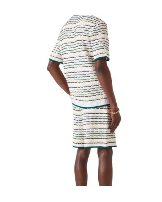 Casablanca White Tuck Stitch Short Sleeved Polo Shirt for men