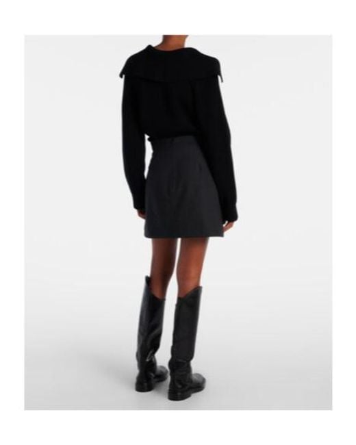 Plan C Black Sequined Wool-Blend Miniskirt