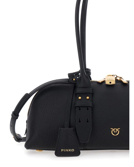 Pinko Black Shoulder Bag Bowling Horizontal Big