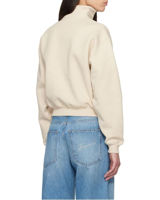 Jacquemus Natural The Gros Grain Zipped-Rollneck Sweatshirt