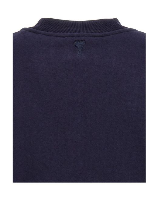 AMI Blue Crewneck Long-Sleeved Sweatshirt for men