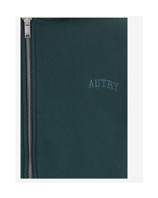 Autry Green Logo-Embroidered Zip-Up Hoodie for men