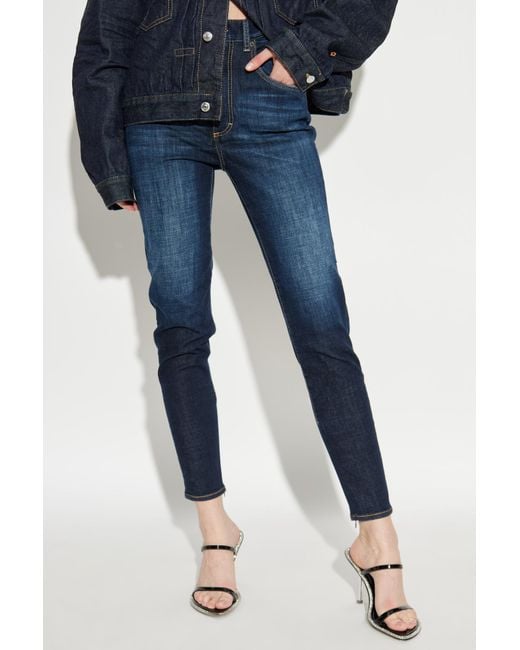DSquared² Blue High Wait Tapered Skinny Jeans