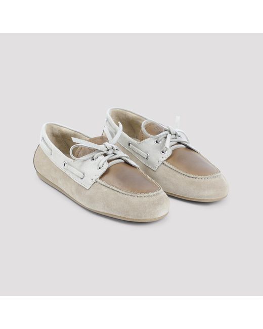 Miu Miu White Lace-Up Boat Flat Shoes