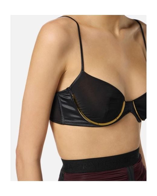 Elisabetta Franchi Black Satin-Effect Bra