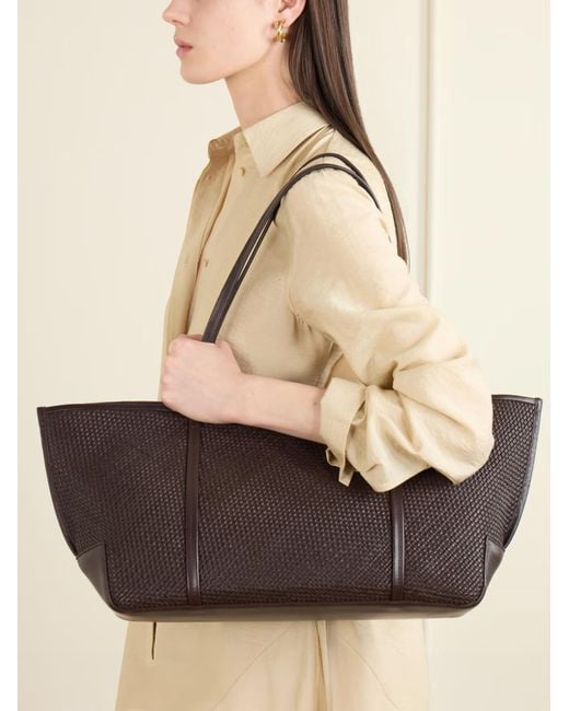 St. Agni Brown Bateau Woven Leather Tote Bag