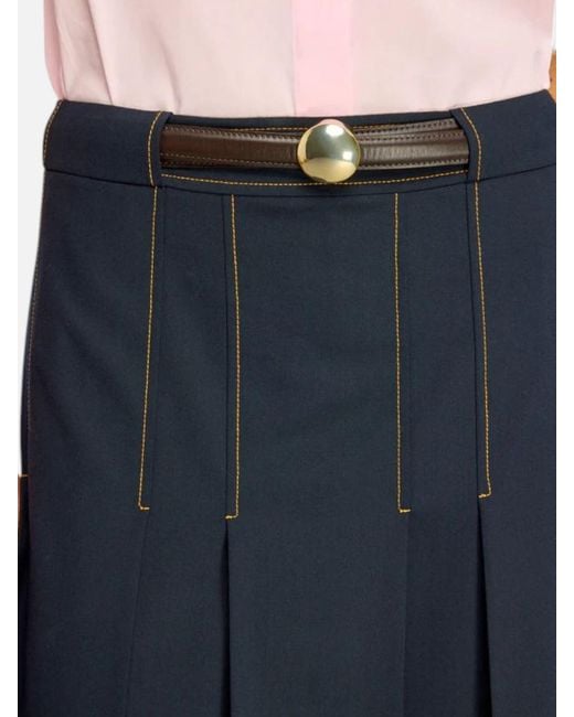 Semicouture Blue Pleated Midi Skirt