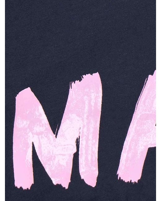 Marni Blue Logo-Print Long-Sleeved T-Shirt