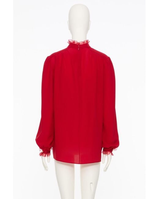 Valentino Red Crepe De Chine Top