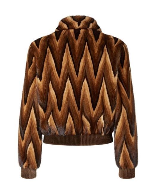 Fendi Brown Chevron Mink Blouson for men