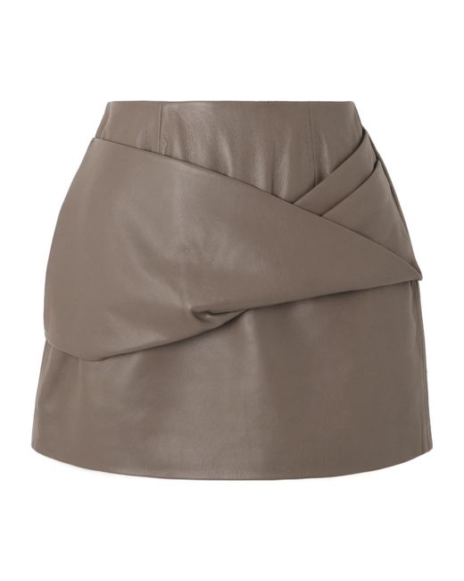 TOVE Gray Liss Paneled Leather Mini Skirt