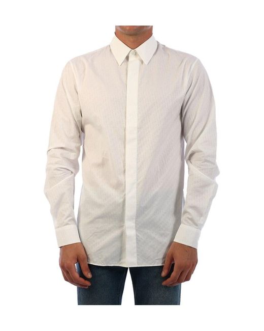 Dior White Homme Jacquard Long-Sleeved Shirt for men